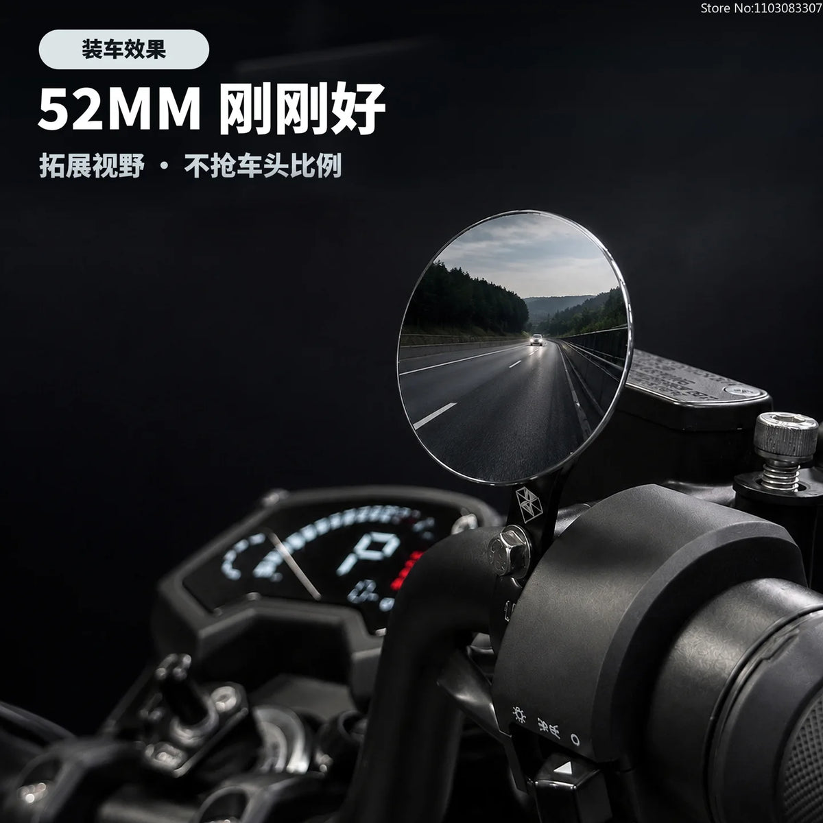 Spirit Beast 1 Pair 52mm All Aluminum Handlebar Mirror CNC Plated Blind Spot Auxiliary HD Small Round Mirror for Motorcycle Mod