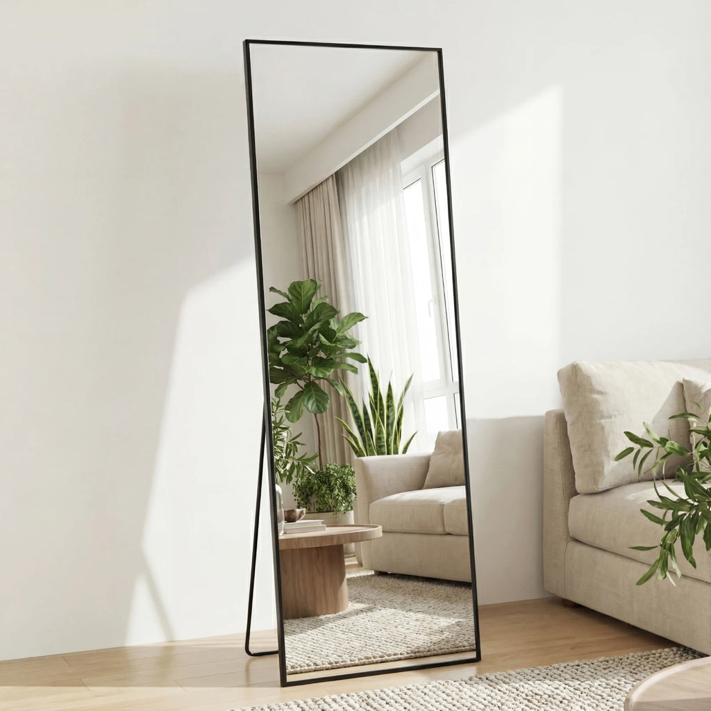 JHK 58"x19" Full Length Mirror with Stand Floor Mirror with Aluminum Alloy Frame Body Wall-Mounted Mirrors For Bedroom Bathroom