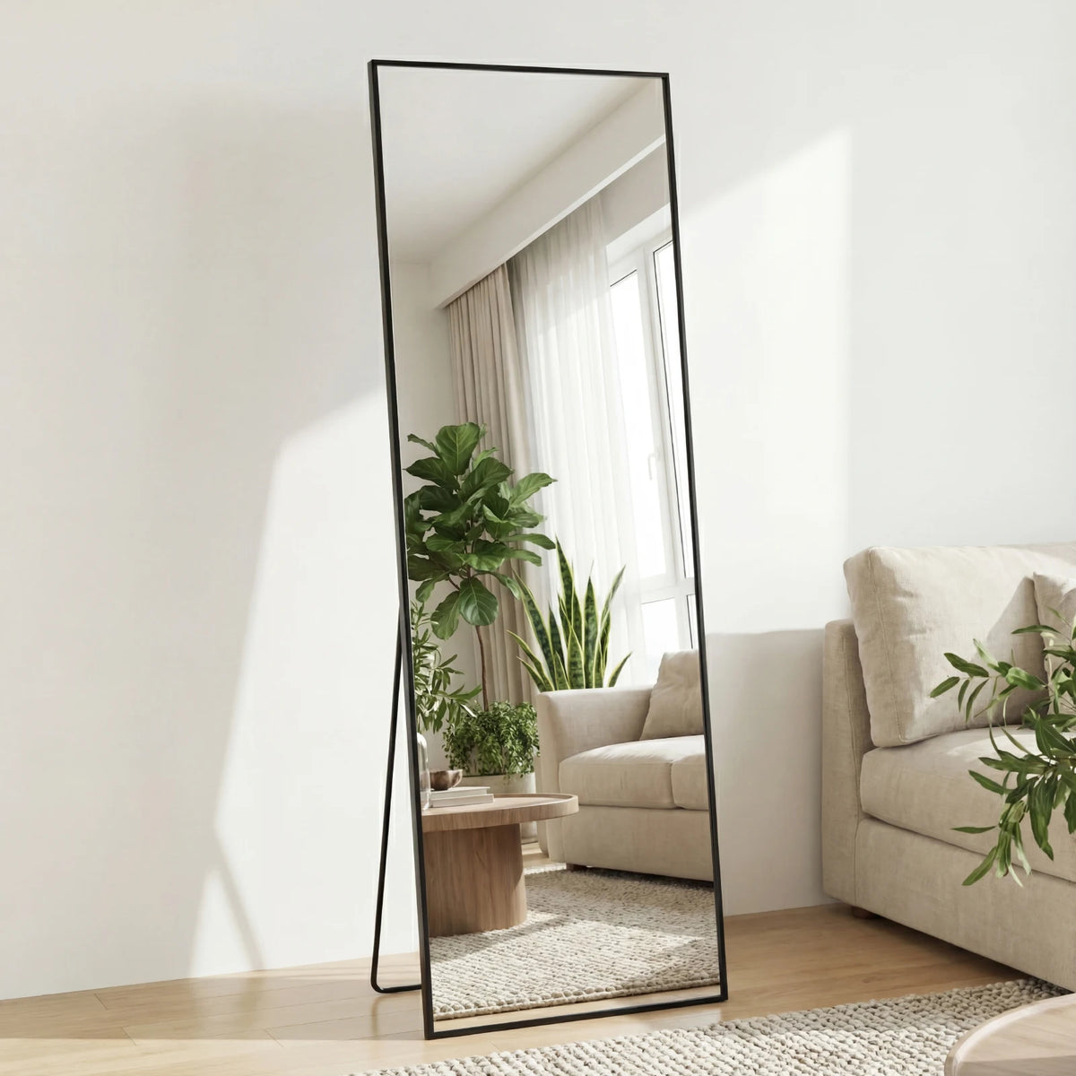 JHK 58"x19" Full Length Mirror with Stand Floor Mirror with Aluminum Alloy Frame Body Wall-Mounted Mirrors For Bedroom Bathroom