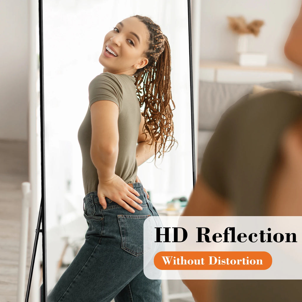 JHK 58"x19" Full Length Mirror with Stand Floor Mirror with Aluminum Alloy Frame Body Wall-Mounted Mirrors For Bedroom Bathroom