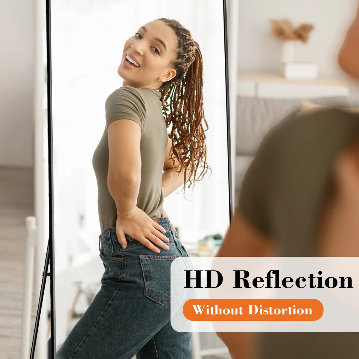 JHK 58"x19" Full Length Mirror with Stand Floor Mirror with Aluminum Alloy Frame Body Wall-Mounted Mirrors For Bedroom Bathroom