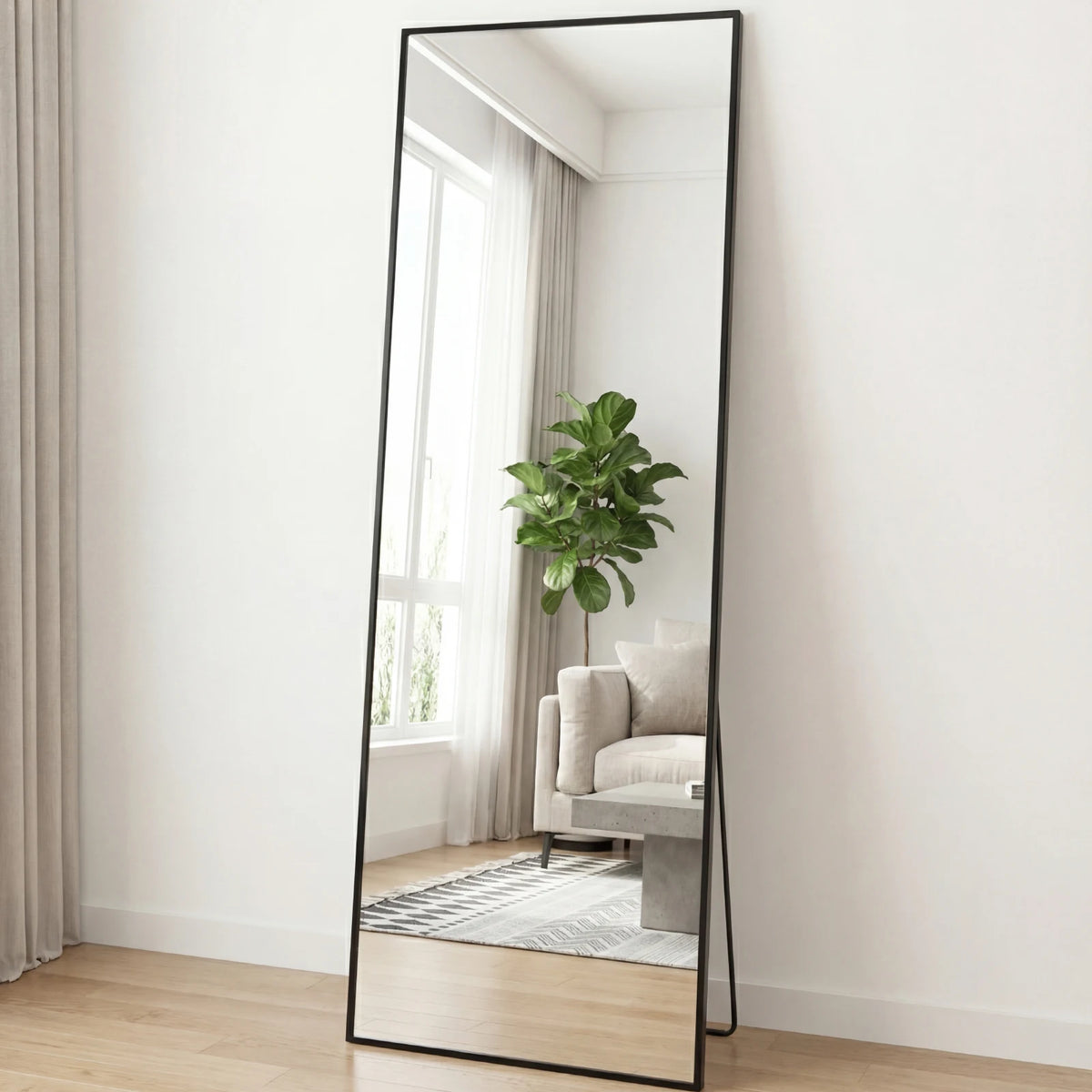 JHK 58"x19" Full Length Mirror with Stand Floor Mirror with Aluminum Alloy Frame Body Wall-Mounted Mirrors For Bedroom Bathroom